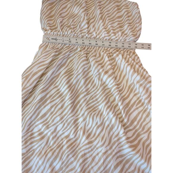 Ann Taylor Zebra Print Midi Dress Tan White Women's Size Medium - Picture 4 of 7